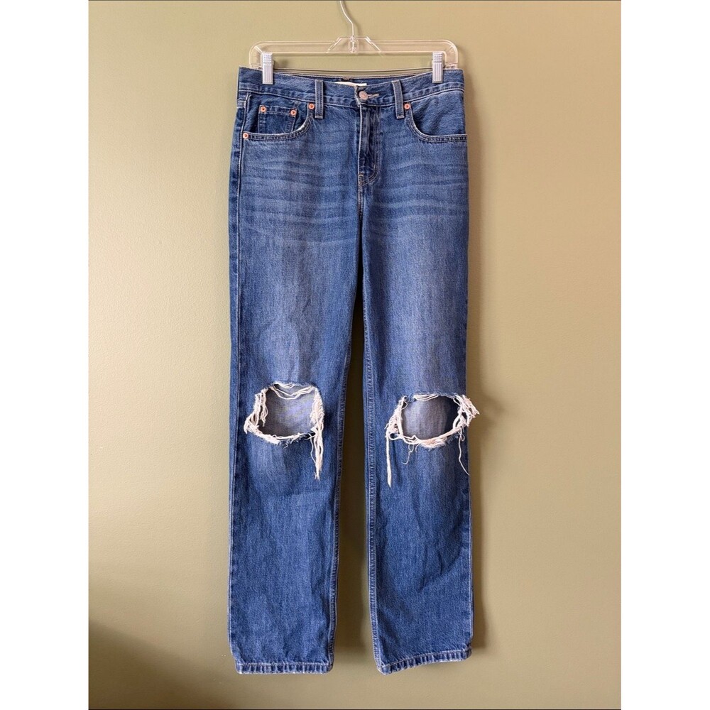 Levi's Low Pro Straight Distressed Ripped Jeans Sz 26 - Picture 2 of 9
